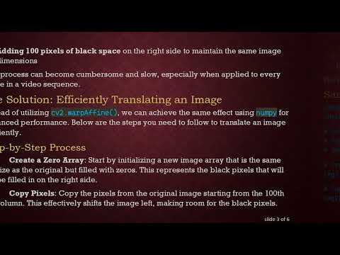 Efficiently Translate an Image in Python without cv2.warpAffine()