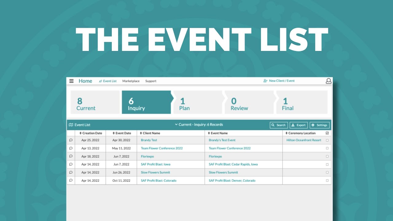 How to Use the Event List on Details Flowers Software