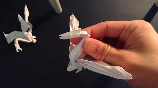 Origami 3 headed dragon in flight part 4 of 4