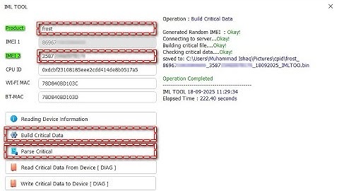 CRITICAL DATA ( SIM1 AUTO GENERATE SIM2 CUSTOM IMEI ) IML TOOL