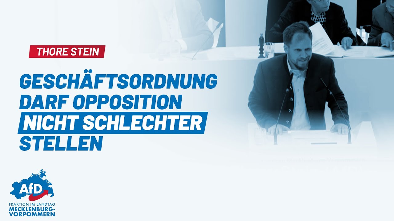 Thore Stein: Geschäftsordnung darf Opposition nicht schlechter stellen