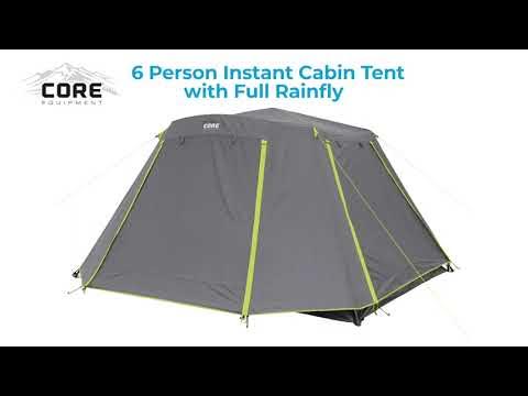 CORE® Equipment 6 Person Instant Cabin Tent with Full Rainfly Tent Setup 