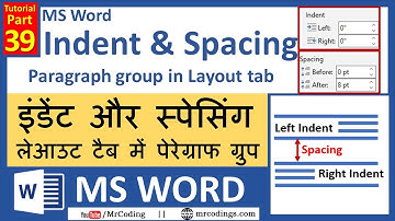 MSWORD-039-Indent | Spacing in MS Word | Paragraph group in Layout tab | Hindi Tutorial