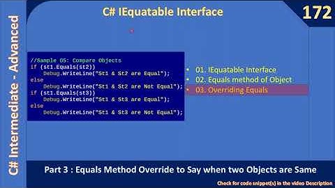 C# IEquatable | Part 3 - Overriding Equals Method | C# Advanced #172
