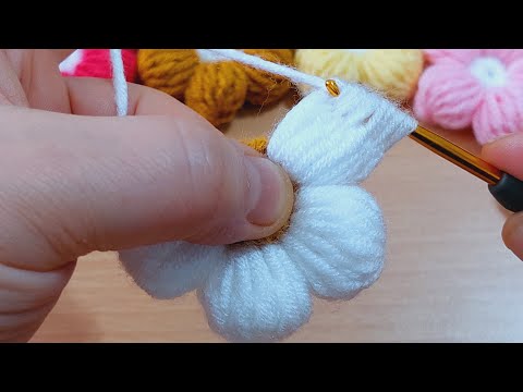 Wow!!! very beautiful balloon leaf easy daisy crochet ~tığ işi balon yapraklı papatya