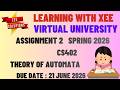CS402 Theory of Automata Assignment 2 Spring 2026 Virtual University of Pakistan