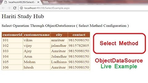 Retreive Data in GridView Using ObjectDataSource in Asp.Net | Select Method in Object Data Source