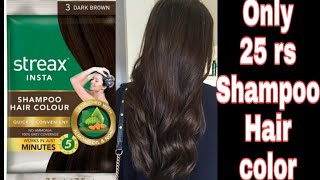 Streax insta Shampoo hair color Review & Demo || Dark Brown  color | Hair colour at home #haircolor