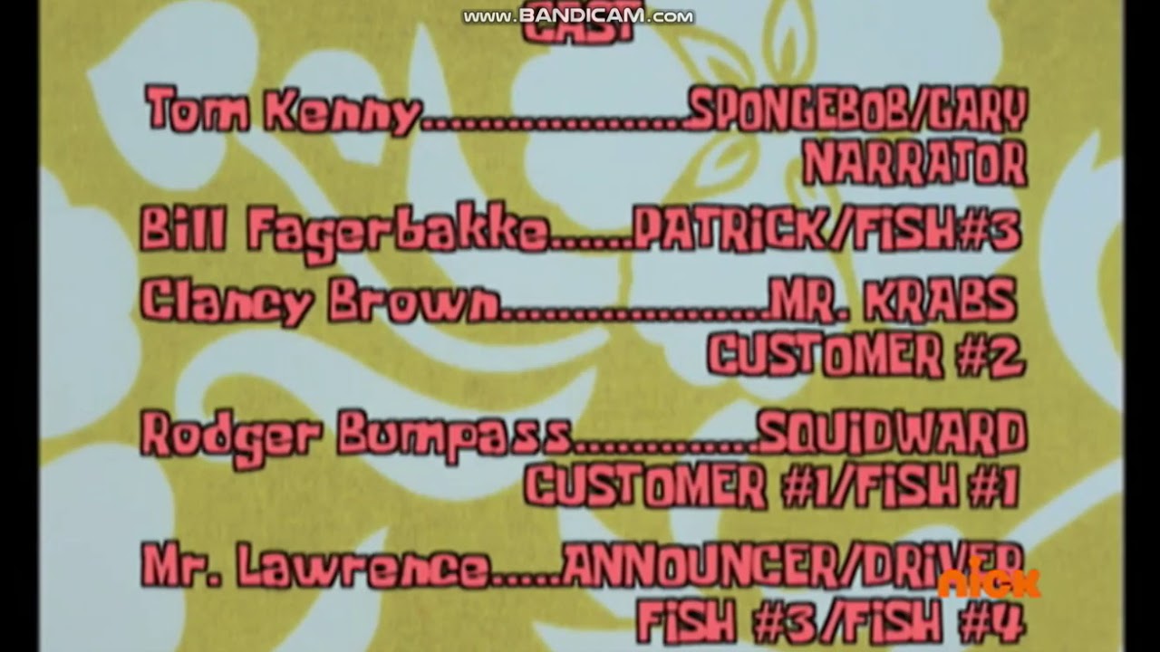 spongebob squarepants movie credits spongebob squarepants movie credits
