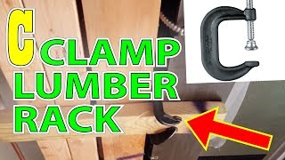 "C" Clamp Lumber Rack - Easiest Garage Wood Storage Rack You Can Make! Check out my super easy wood storage rack using 4" Harbor Freight C clamps and scrap 2x4