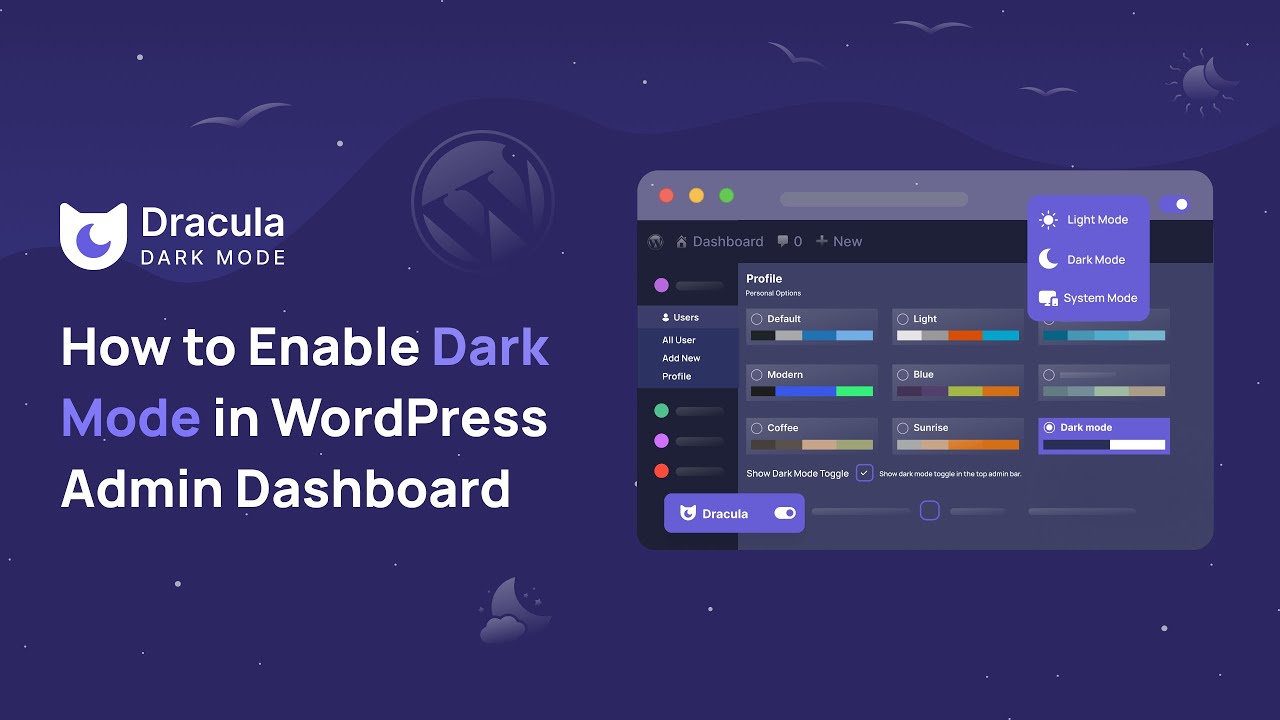 How to Enable Dark Mode in WordPress Admin Dashboard - YouTube