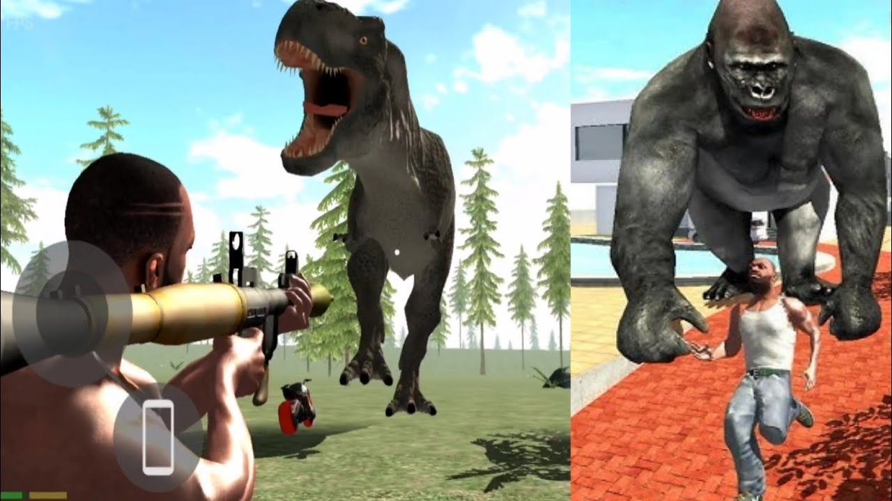 New School 😂 Funny Gameplay | Jurassic Park Dinosaur + King Kong | Indian Bikes Driving 3D