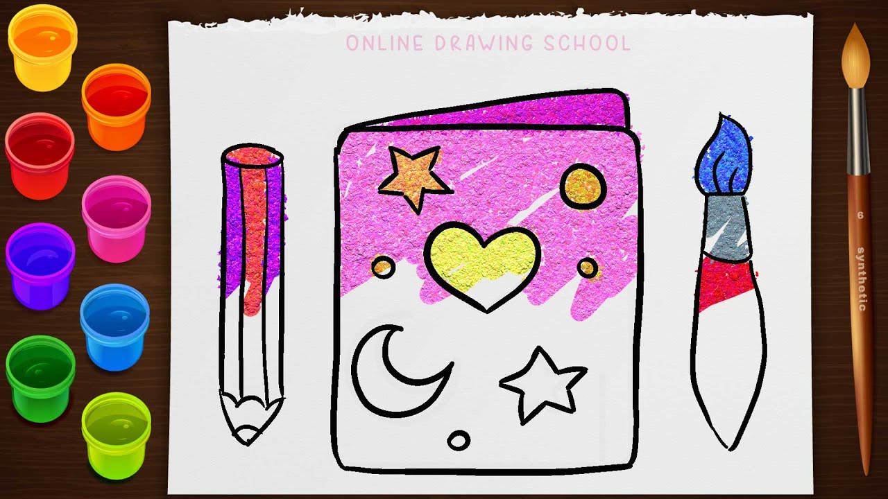 Draw Simple Kids Greeting Card And Colouring Draw And Colouring Step By Step Drawings For Kids Youtube