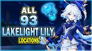 All 93 Lakelight Lily Locations - Efficient Farming Route - Furina Ascension Material | Genshin