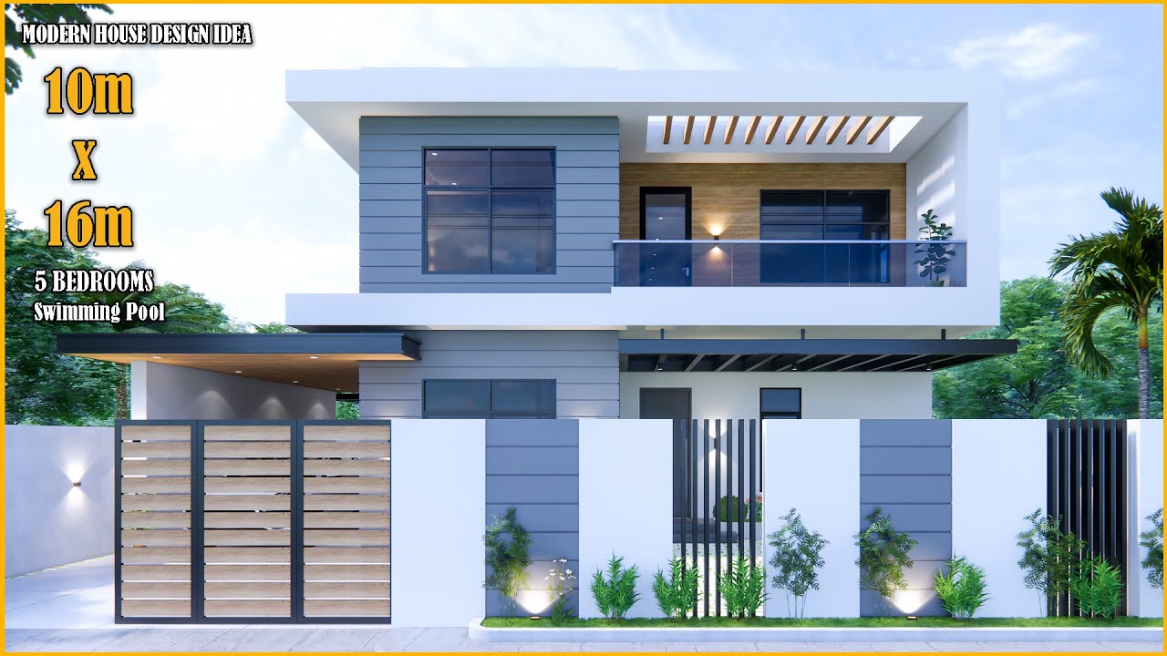 House Design | 10m x 16m with swimming pool | 5Bedrooms