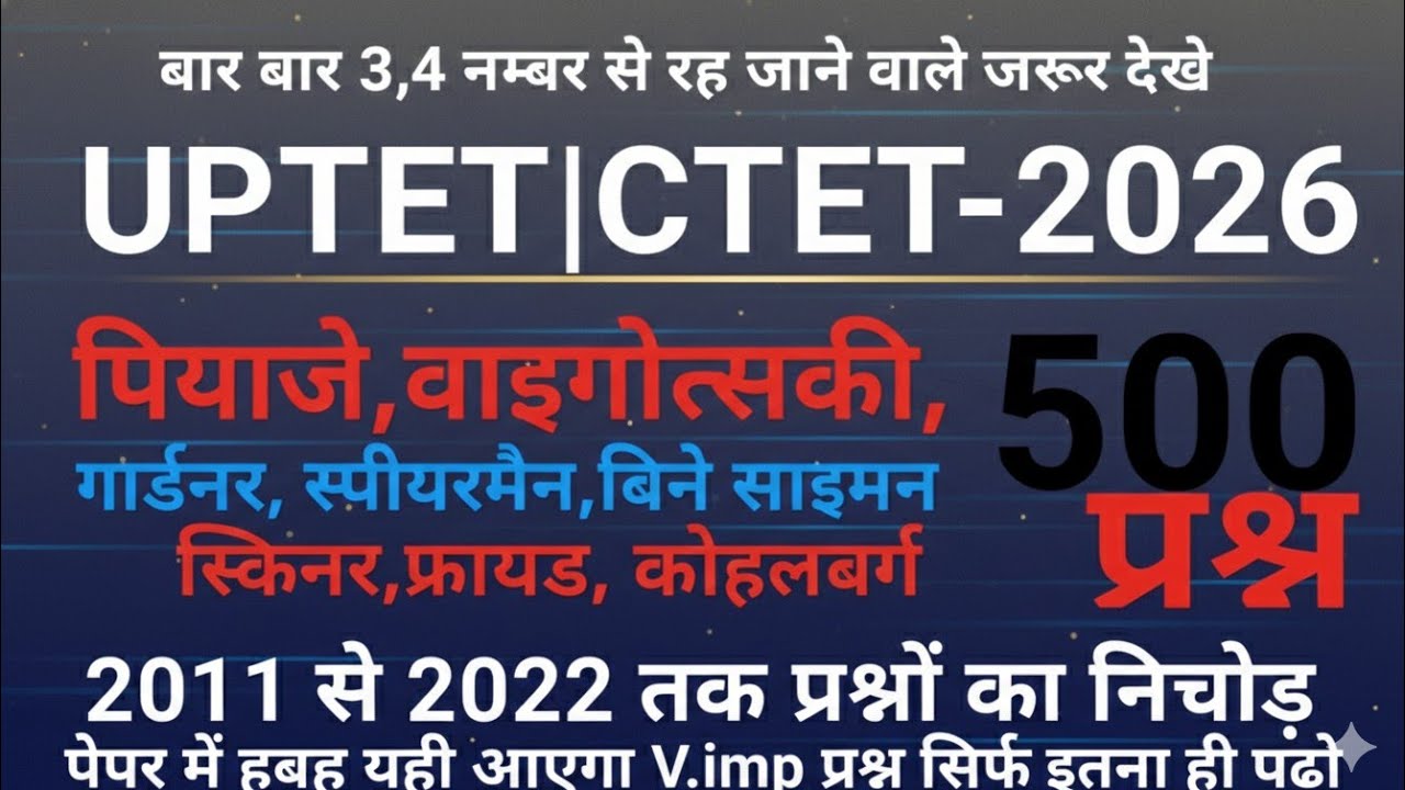 Uptet Previous Year Question Paper cdp Pedagogy Uptet 2026 Preparation I