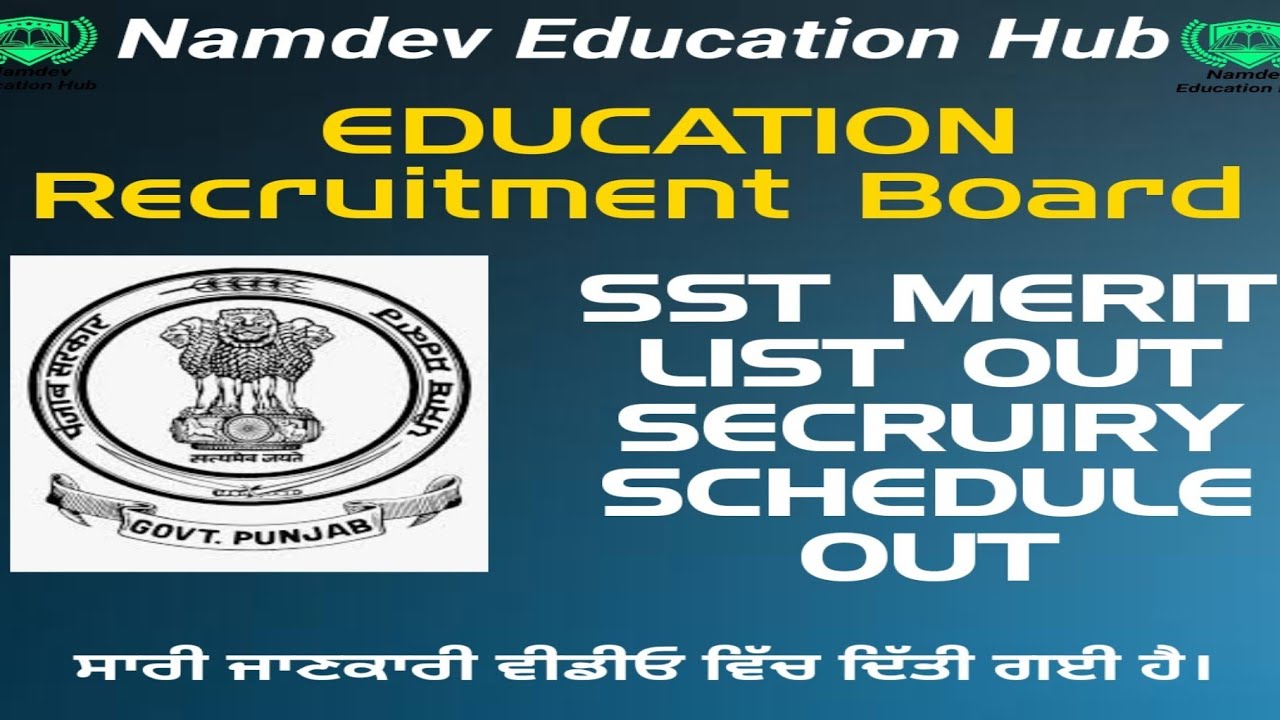 SST MASTER CADRE MERIT LIST OUT 2022