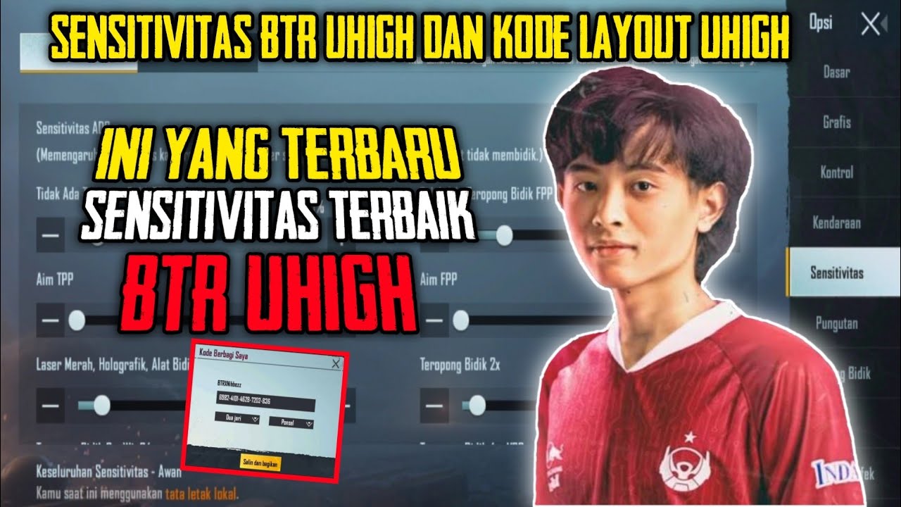kode sensitivitas terbaru BTR uhigh & kode layout uhigh | sensitivitas PUBG & kode layout PUBG | NEW