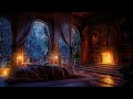 Enjoy a Heavy Thunderstorm in a Cozy Castle Room with Rain and Fireplace Sounds To Sleep Immediately