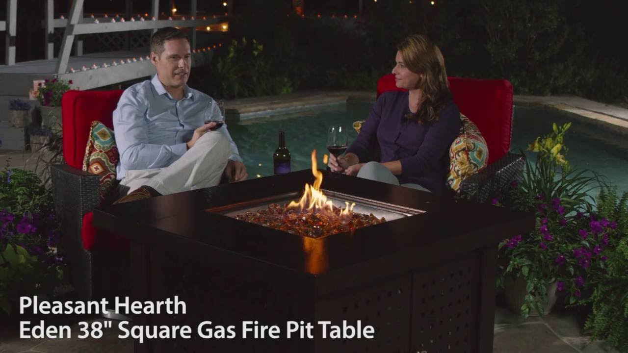 Pleasant Hearth OFG418TA Eden 38'' Square Gas Fire Pit Table