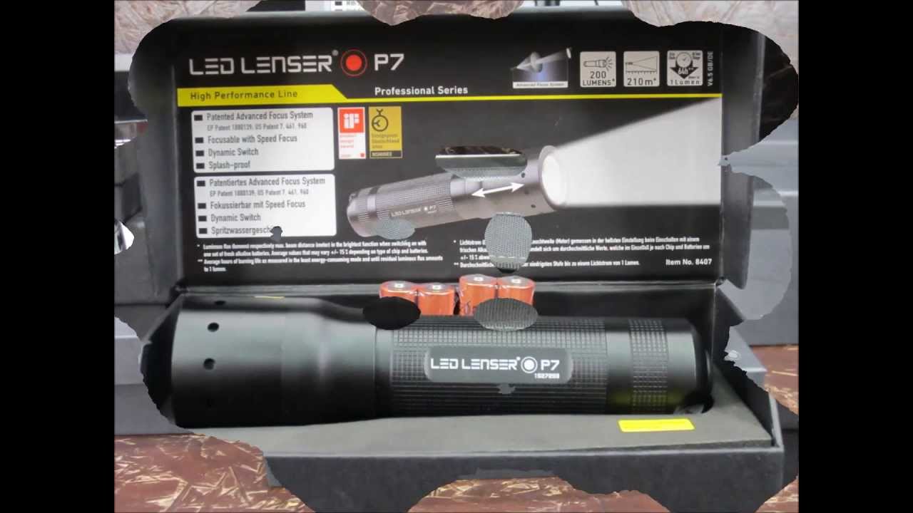LED LENSER. Основные фонари от 200lm до 225lm: P7, P7N, T7, B7,MT7, P5R, P14, P17.