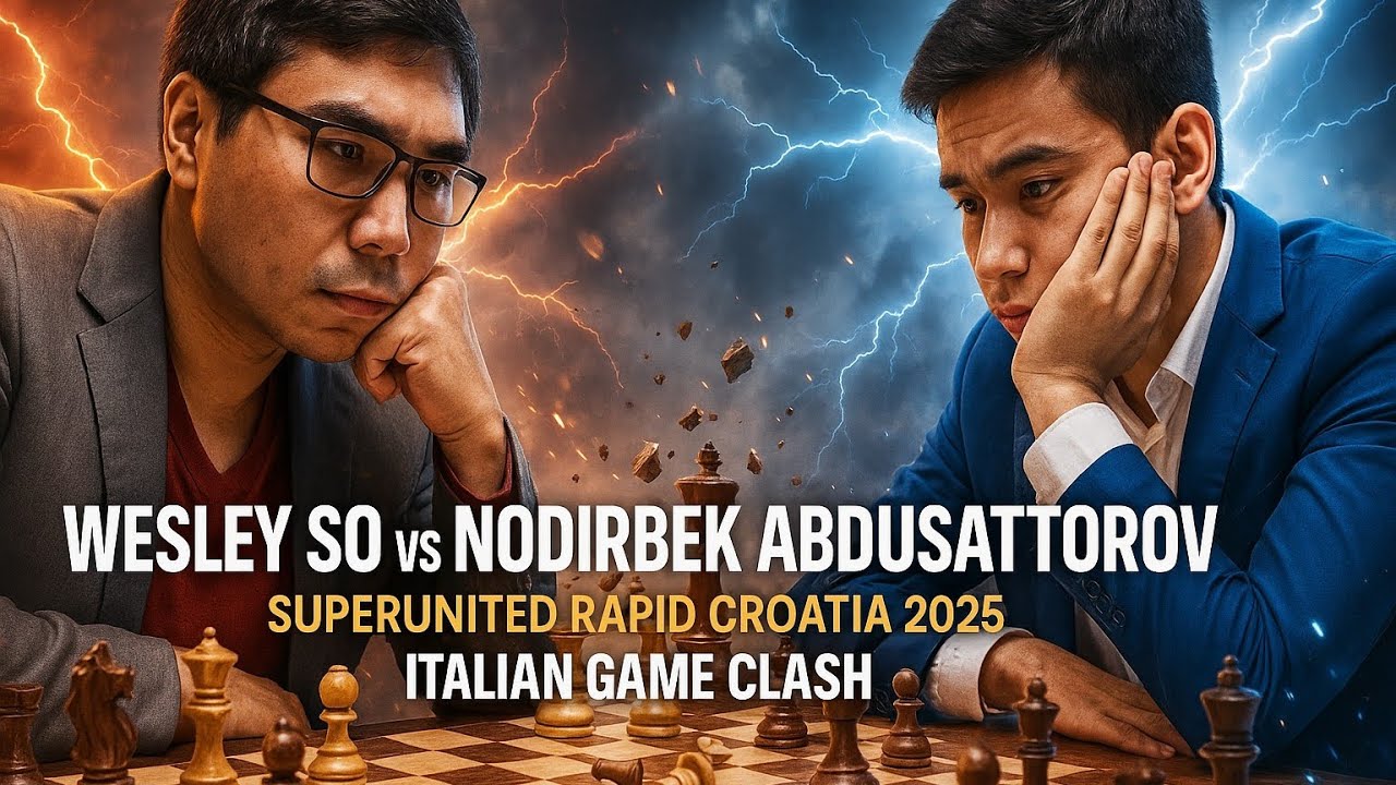 Wesley So vs Nodirbek Abdusattorov ❗ SuperUnited Rapid Croatia 2025 ❗ Italian Game Clash‼️