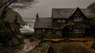 “Cozy Seaside Cottage in Autumn Rain” — A Quiet Autumn Evening by the Coast | Dark academia Ambience