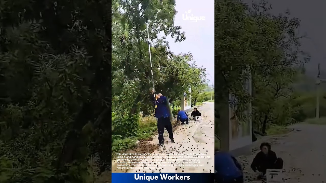 Nut harvesting: using a vibrating machine