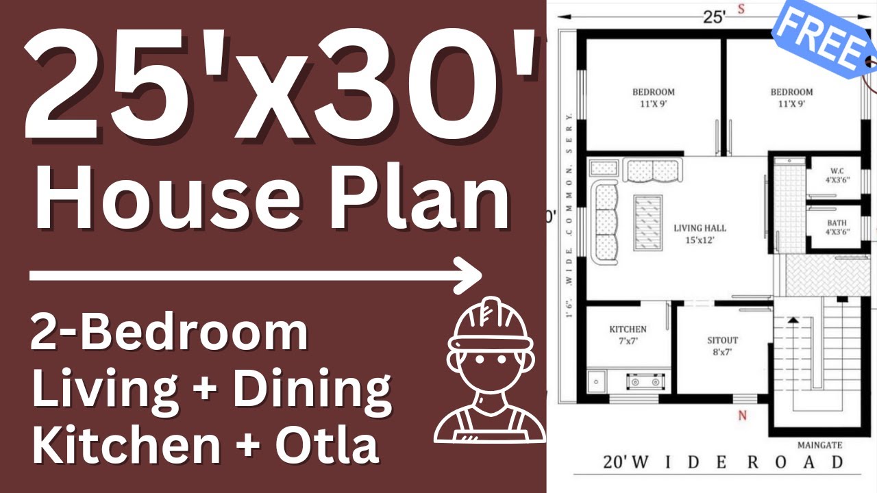 25 x 30 House Plan / 25x30 Ghar Ka Naksha / 1 Bedroom - YouTube