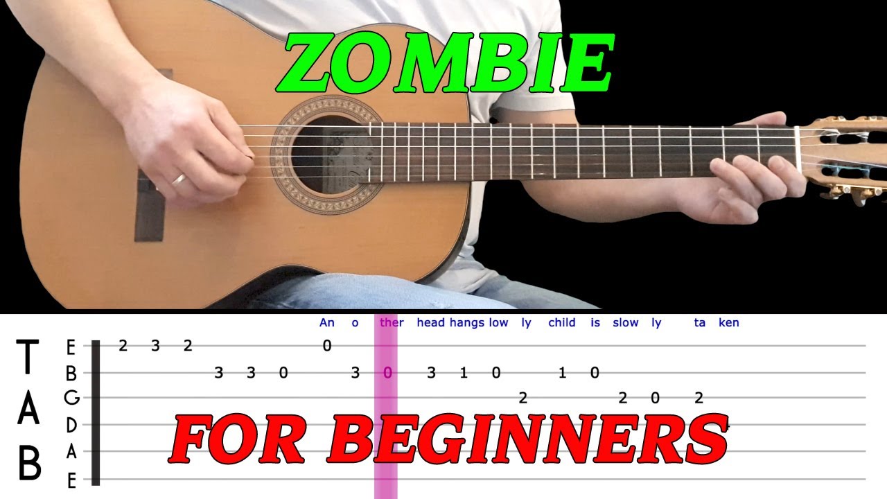 ZOMBIE | Easy guitar melody lesson for BEGINNERS (with tabs) - The Cranberries