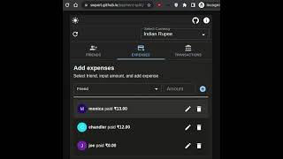 React app that splits expenses with minimum transactions