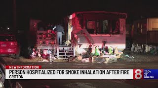 1 transported for smoke inhalation from fire at Groton mobile home park