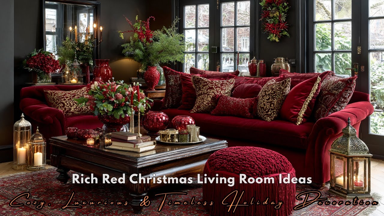 Rich Red Christmas Living Room Ideas 🎄 Cozy, Luxurious & Timeless ...