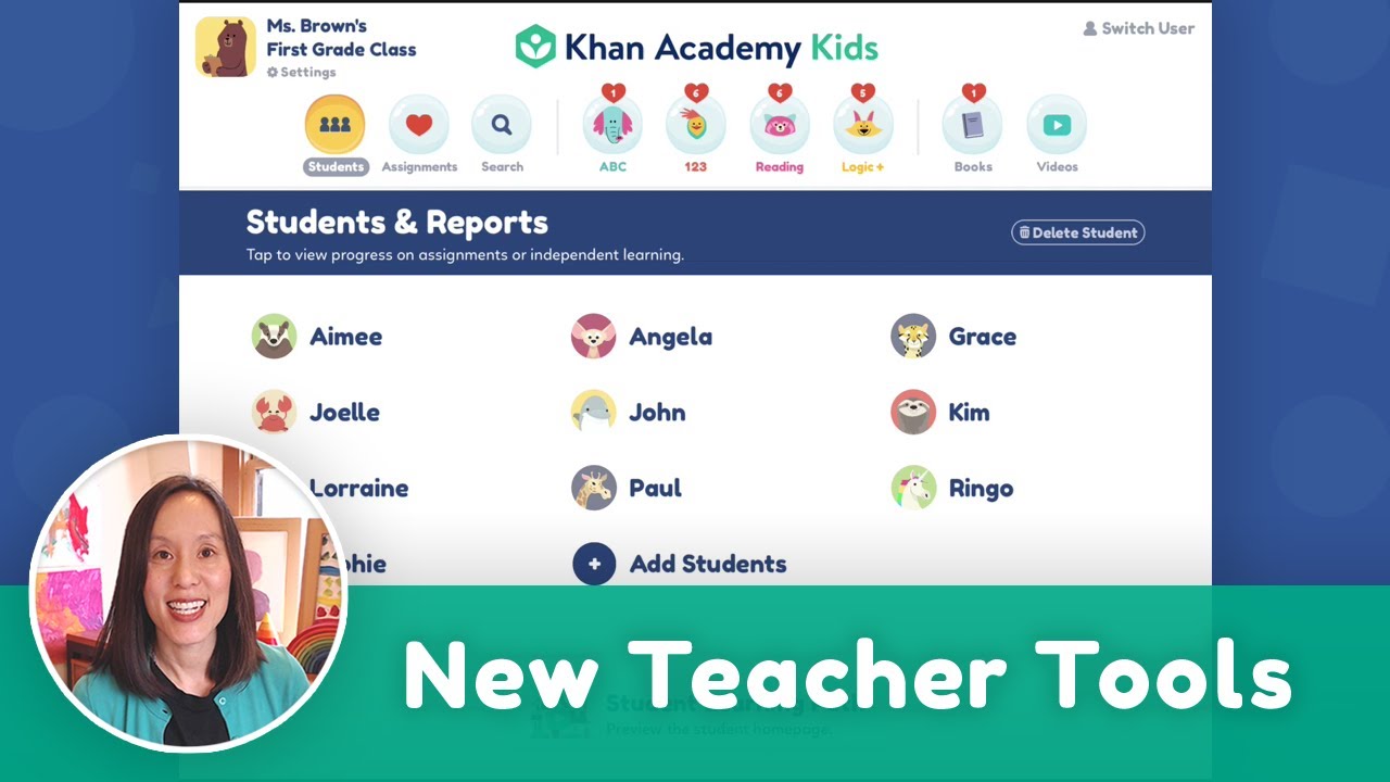 Teacher Tools on Khan Academy Kids!