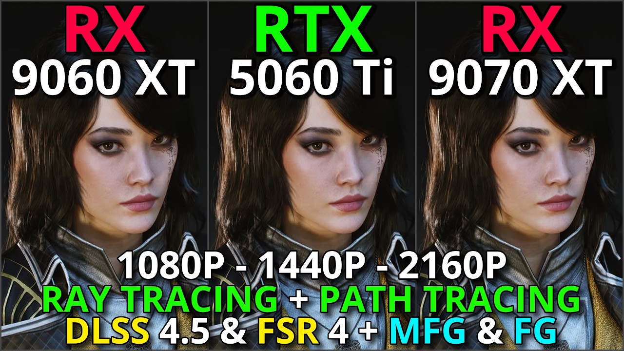 RX 9060 XT vs RTX 5060 Ti vs RX 9070 XT | Ray Tracing, FSR 4, DLSS