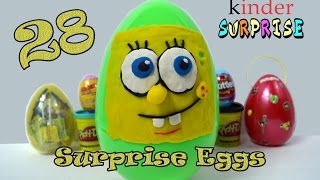 28 Surprise Eggs Spongebob Minecraft Candy Skittles Kinder Surprise Toys