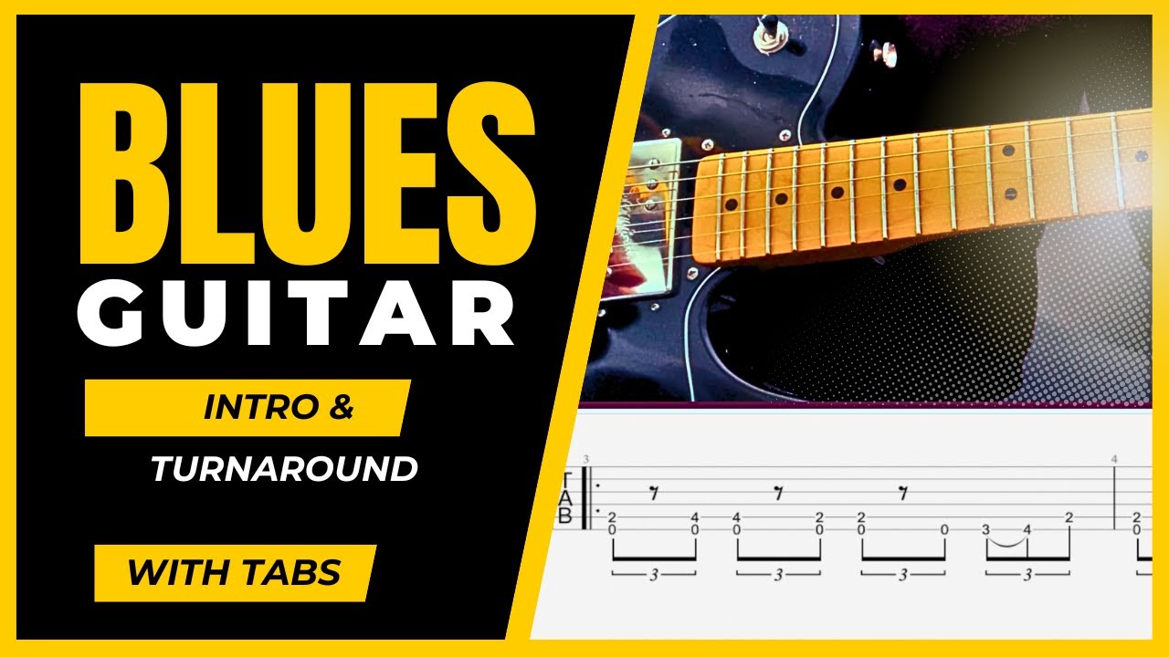 12 Bar Blues Guitar | Intro and Turn around | Play Through with Tabs and Backing Track