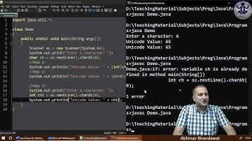 JNP1C7 Print Unicode value of a given character in java | ICSE ISC | Abhinav Bhandawat | Hindi