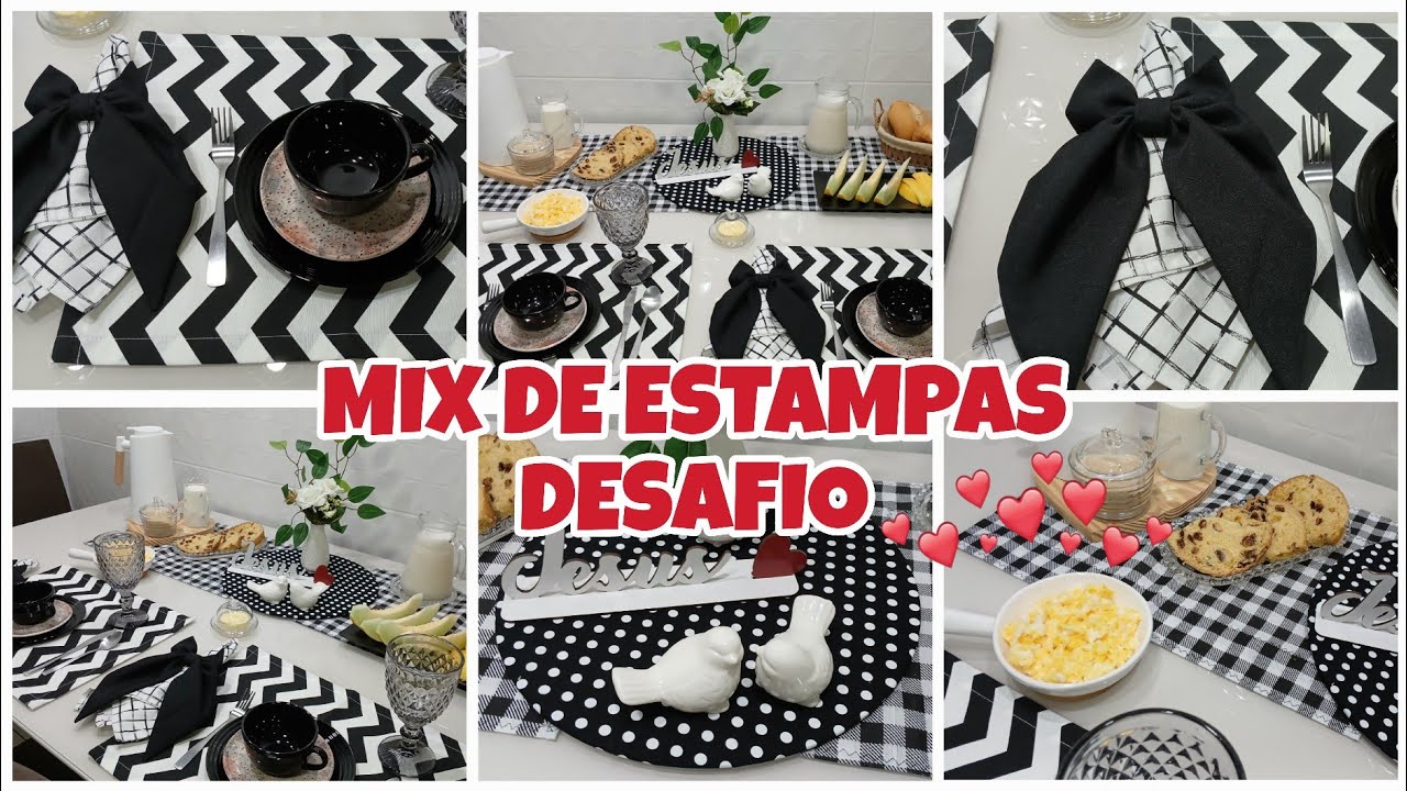 MESA POSTA PARA O CAFÉ DA MANHÃ MIX DE ESTAMPAS DESAFIO 