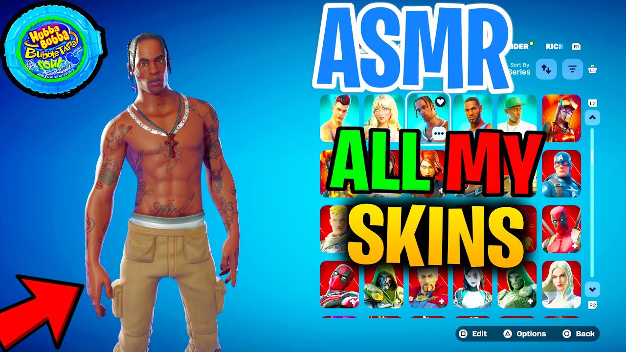 ASMR Gaming 😴 Fortnite Locker Tour 2026 ALL My Skins Gum Chewing 🎮🎧 Controller Sounds + Whispering 💤