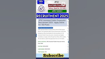 JPSC Assistant Public Prosecutor Recruitment 2025 #governmentjobs