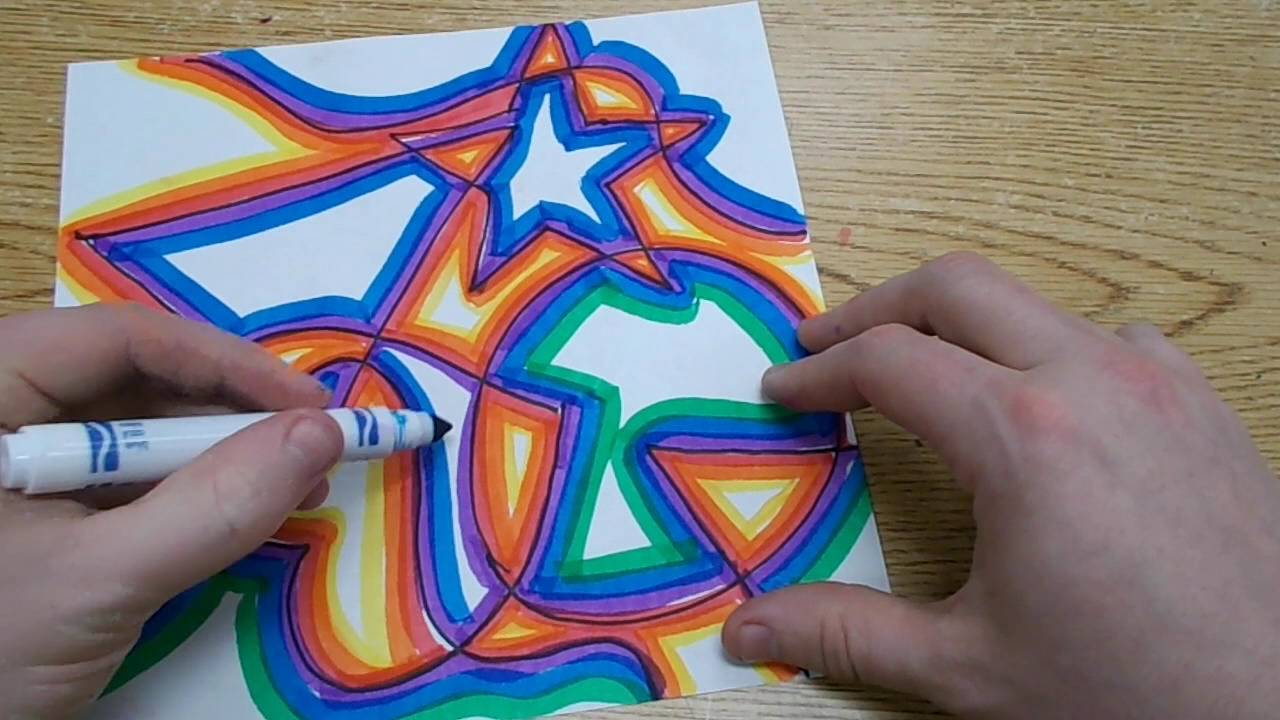 Kids Art Project - Abstract Shapes with Warm & Cool Colors - YouTube