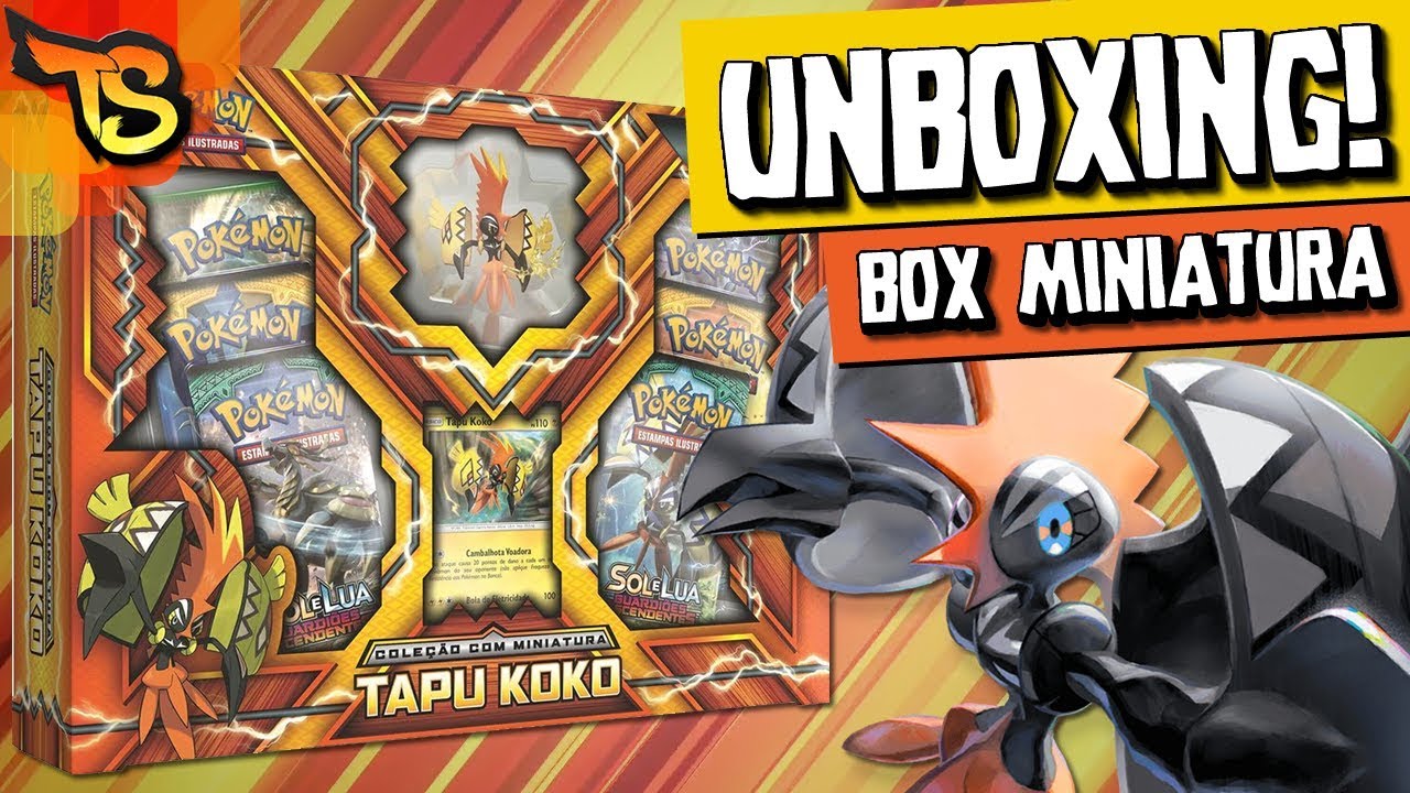 Unboxing BOX POKÉMON TAPU KOKO COM MINIATURA + BROCHE! - Pokémon TCG 