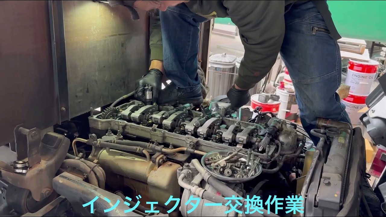 いすゞエルフのインジェクター交換作業（エンジン修理）、エンジンの音