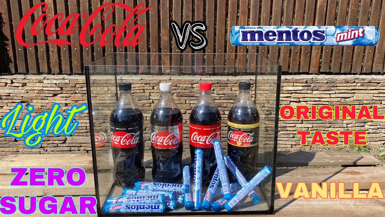 kandidatskole skyde Asser Experiment: Coca-Cola vs Mentos (ZERO SUGAR, LIGHT, ORIGINAL TASTE,  VANILLA) - YouTube