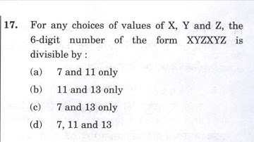 CSAT 2023 :-For any choices of values of X, Y and Z, the 6 digit number of the form XYZXYZ is …………..