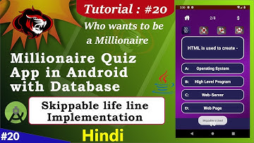 Millionaire Quiz App in Android Studio | Quiz App in Android with Room | Skippable Line Part 20