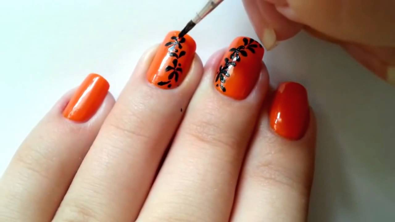 orange nail paint design