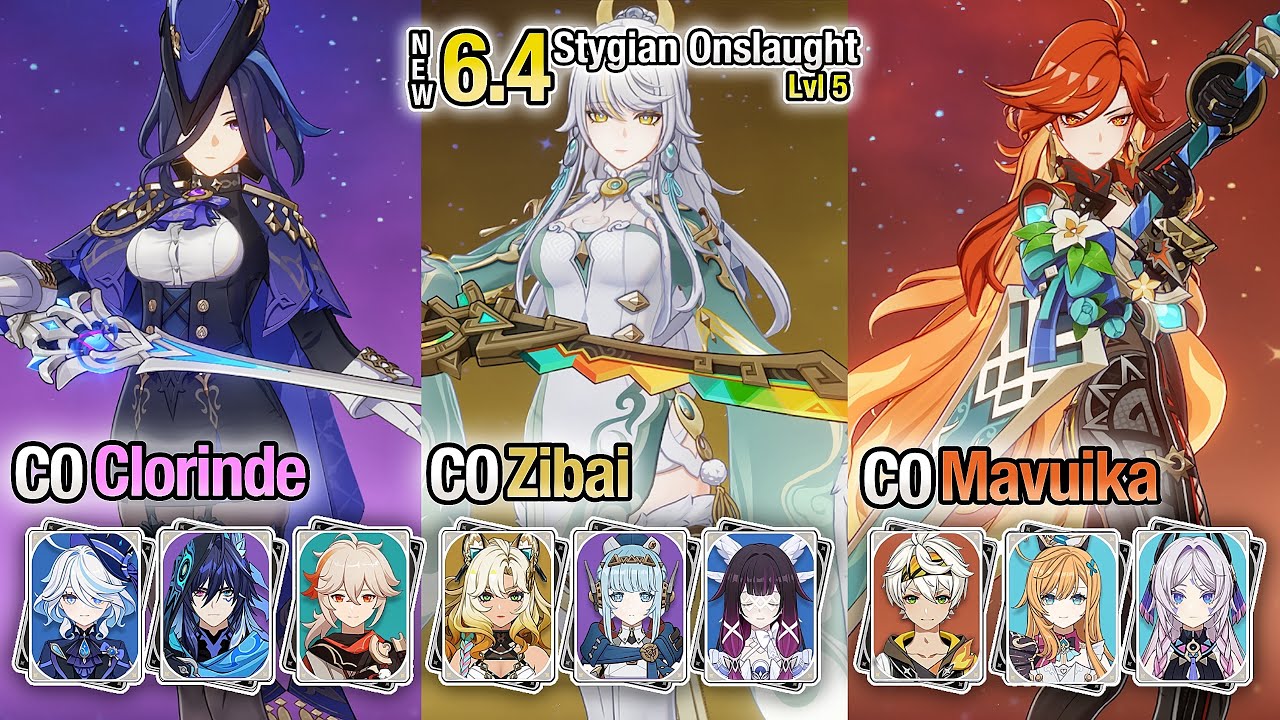 C0 Clorinde & C0 Zibai & C0 Mavuika | NEW Stygian Onslaught 6.4 Lvl 5 Fearless | Genshin Impact