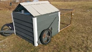 I used some bike wheels and levers to make it very easy to move this little duck tractor. This is a quick tour.